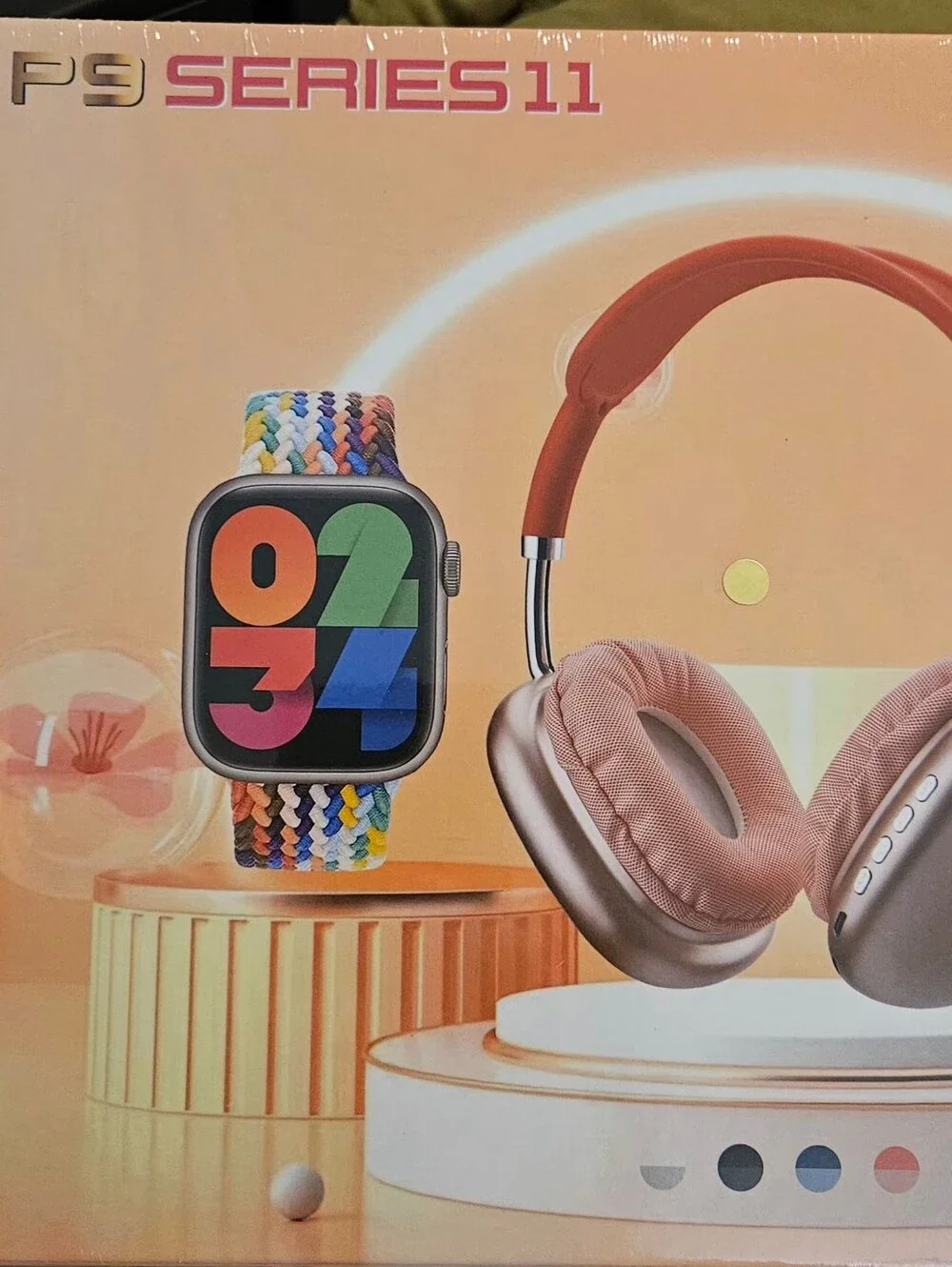 NIB P9 Series 11 Smartwatch & Wireless Over-Ear Headphones Combo